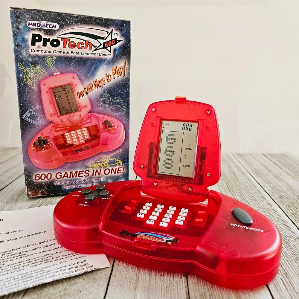 600 Games in One Red Handheld Battery Operated Portable Travel Video Game